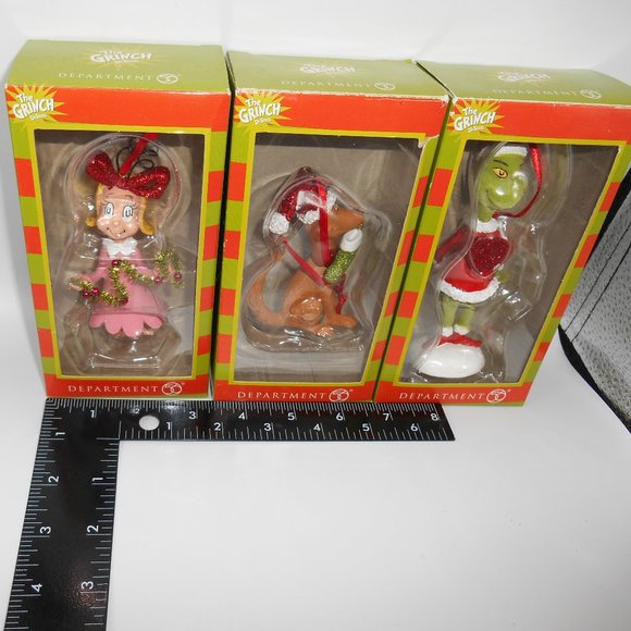 LOT OF 3 DEPARTMENT 56 2014 THE GRINCH ORNAMENTS BIG HEARTED GRINCH - CINDY- MAX - Picture 10 of 10